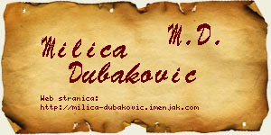 Milica Dubaković vizit kartica